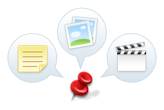 ファイルへピンを落として、ピンごとに「コメント・写真・音声・動画・タグ」といった情報を付加記録することが出来ます。